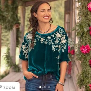 Sundance Catalog Alarie Velvet Top in Spruce